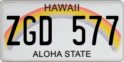 HI license plate ZGD577
