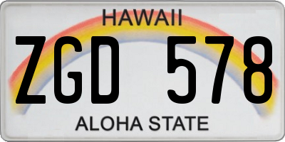 HI license plate ZGD578