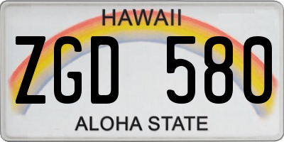 HI license plate ZGD580