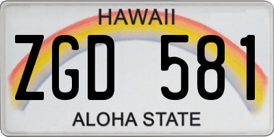HI license plate ZGD581