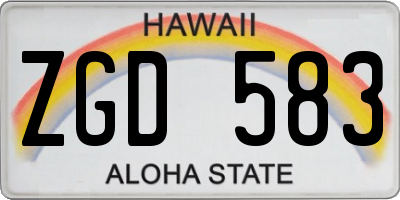 HI license plate ZGD583