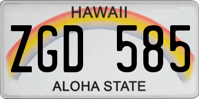 HI license plate ZGD585
