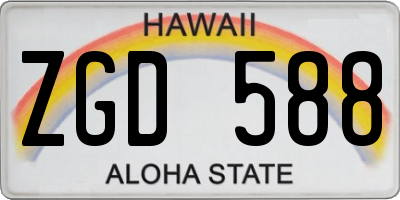 HI license plate ZGD588