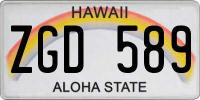 HI license plate ZGD589