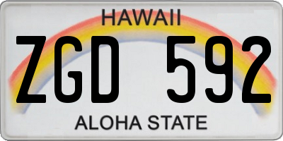 HI license plate ZGD592