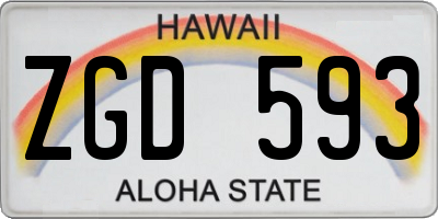 HI license plate ZGD593