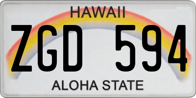 HI license plate ZGD594