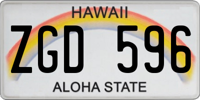 HI license plate ZGD596