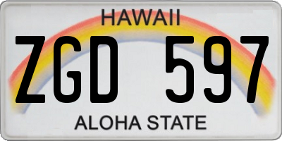 HI license plate ZGD597
