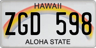 HI license plate ZGD598