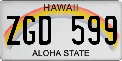 HI license plate ZGD599