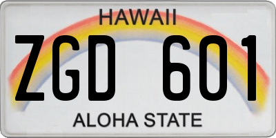 HI license plate ZGD601