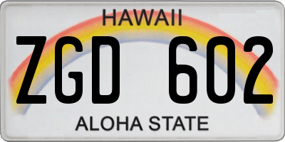 HI license plate ZGD602
