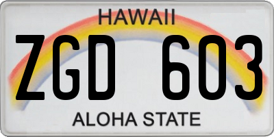 HI license plate ZGD603