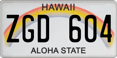 HI license plate ZGD604