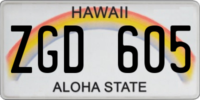 HI license plate ZGD605