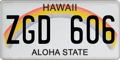 HI license plate ZGD606