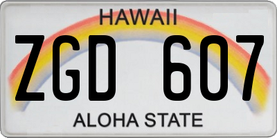 HI license plate ZGD607
