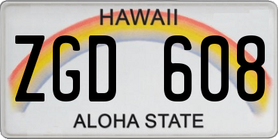 HI license plate ZGD608