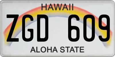 HI license plate ZGD609