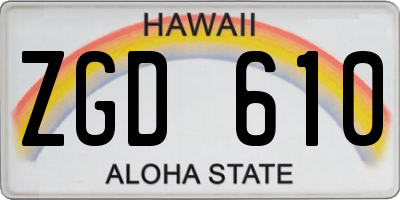 HI license plate ZGD610