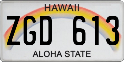 HI license plate ZGD613