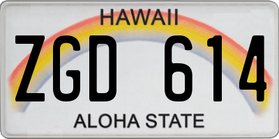 HI license plate ZGD614
