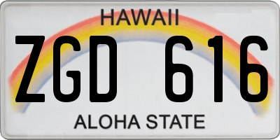 HI license plate ZGD616