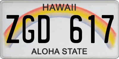HI license plate ZGD617