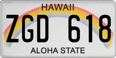 HI license plate ZGD618
