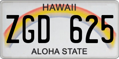 HI license plate ZGD625