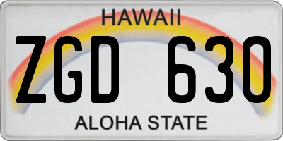HI license plate ZGD630