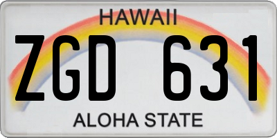 HI license plate ZGD631
