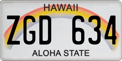 HI license plate ZGD634