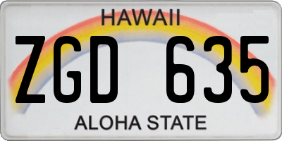 HI license plate ZGD635