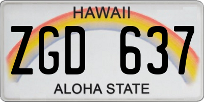 HI license plate ZGD637