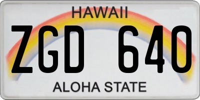 HI license plate ZGD640
