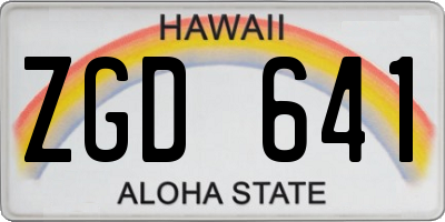 HI license plate ZGD641