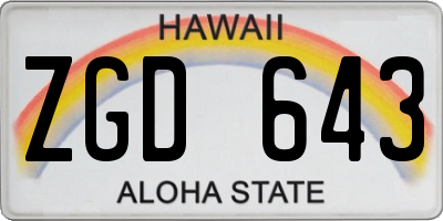 HI license plate ZGD643