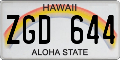 HI license plate ZGD644