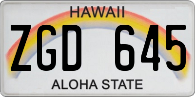 HI license plate ZGD645