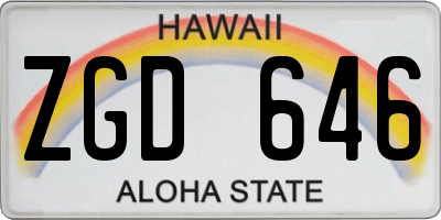 HI license plate ZGD646