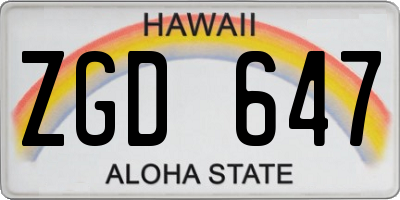 HI license plate ZGD647