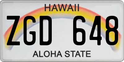 HI license plate ZGD648