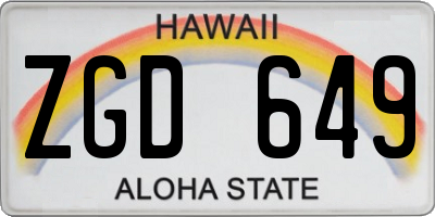 HI license plate ZGD649