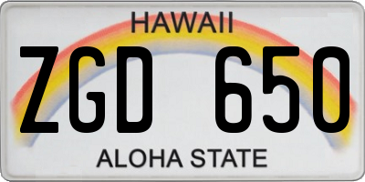 HI license plate ZGD650