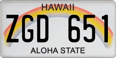 HI license plate ZGD651