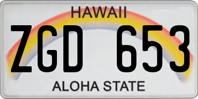 HI license plate ZGD653