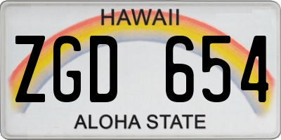 HI license plate ZGD654