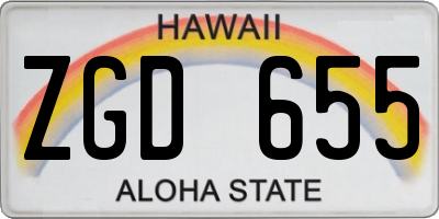 HI license plate ZGD655